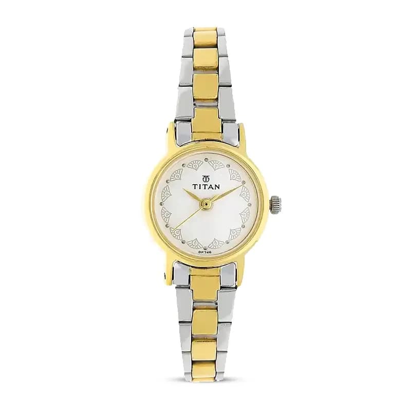 Titan 917BM01 White Dial Two-tone Ladies Watch