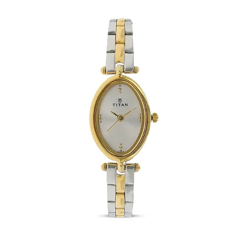 Titan 2418BM01 Silver Dial Two-tone Ladies Watch