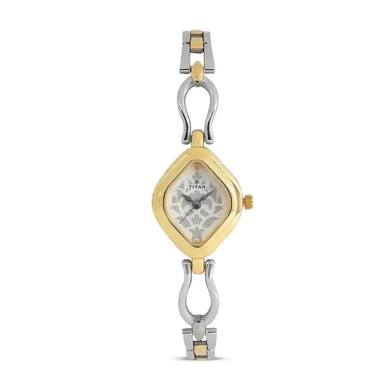 Titan 2536BM02 White Dial Two Toned Ladies Watch
