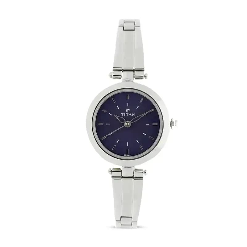 Titan 2574SM01 Blue Dial Silver Strap Ladies Watch