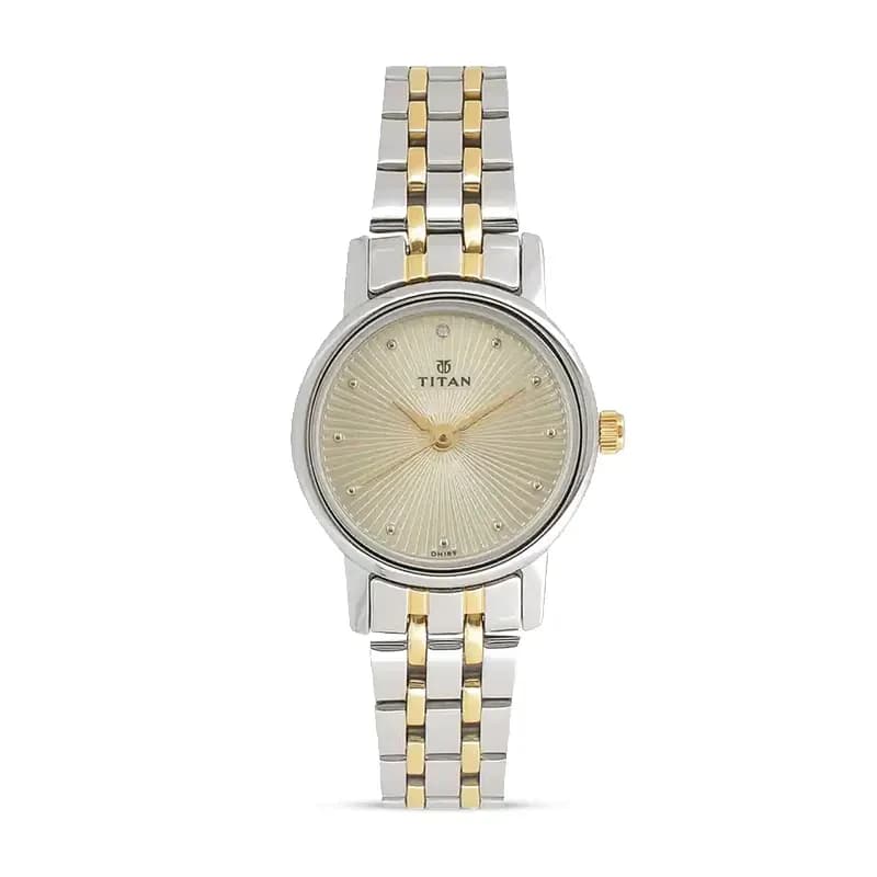 Titan 2593BM01 Champagne Dial Two-tone Ladies Watch
