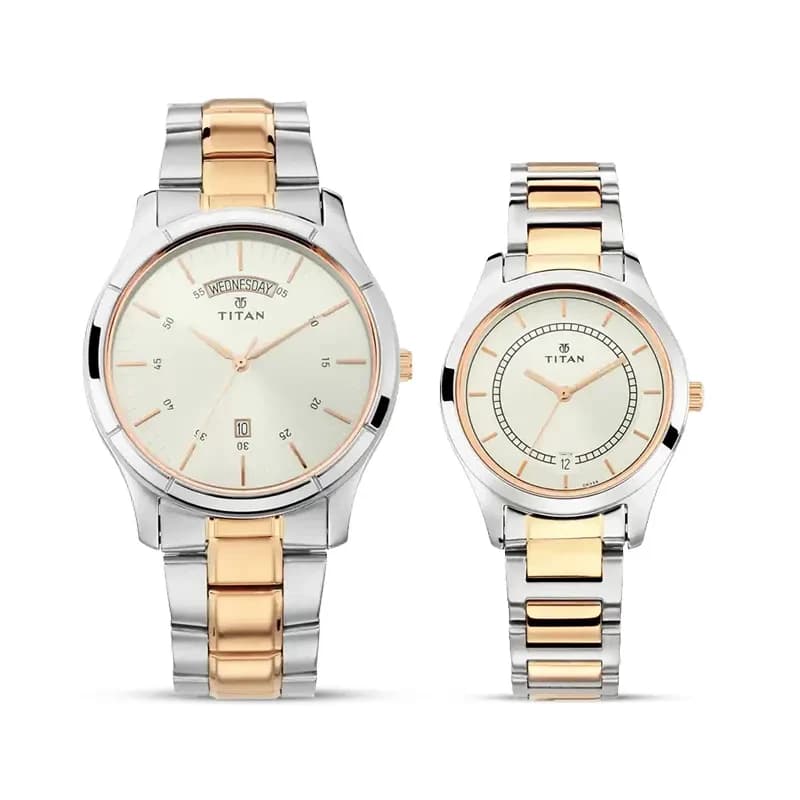 Titan Bandhan Silver Dial Couples Watch | 17672596KM01