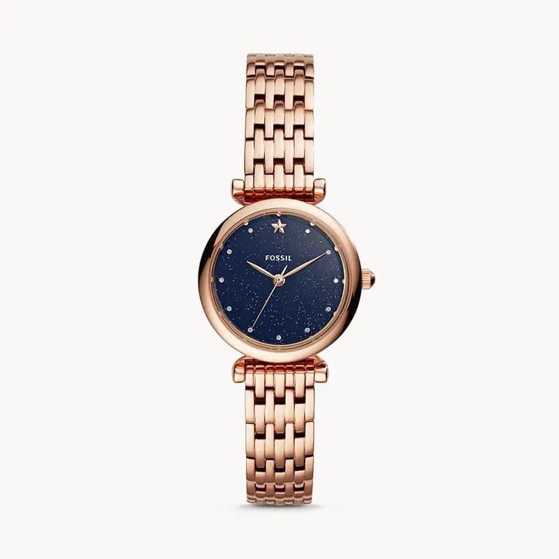 Fossil Carlie Blue Dial Rose Gold-tone Ladies Watch | ES4522