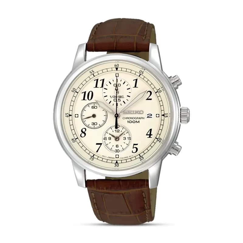 Seiko Chronograph Beige Dial Men's Watch | SNDC31P1
