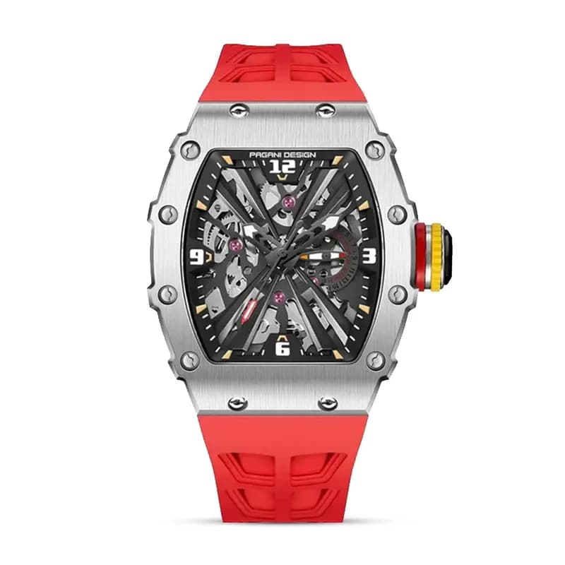 Pagani Design PD-1738 Black Skeleton Dial With Silicone Strap Men's Watch