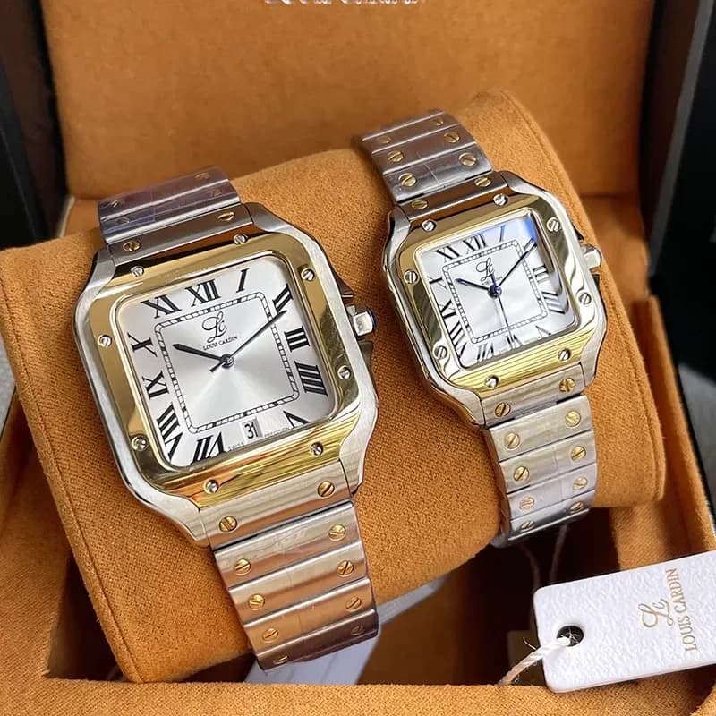 Louis Cardin Silver Dial Silver-tone Couple Set | 1853G/8853L