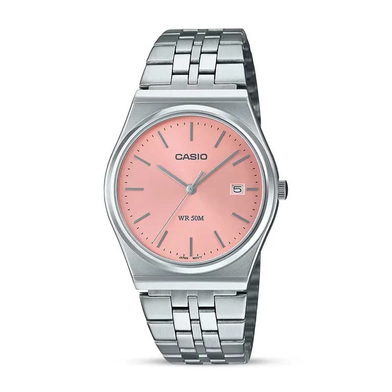 Casio Enticer Salmon Pink Dial Men's Watch | MTP-B145D-4AV