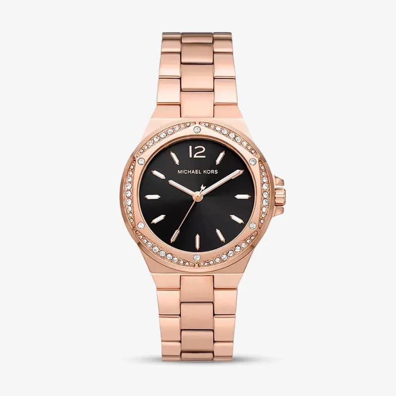 Michael Kors Lennox Black Dial Rose-tone Ladies Watch | MK7233