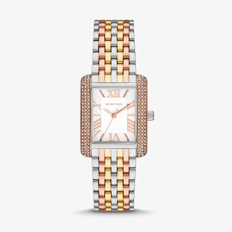 Michael Kors Petite Emery Pavé Tri-Tone Ladies Watch | MK4744