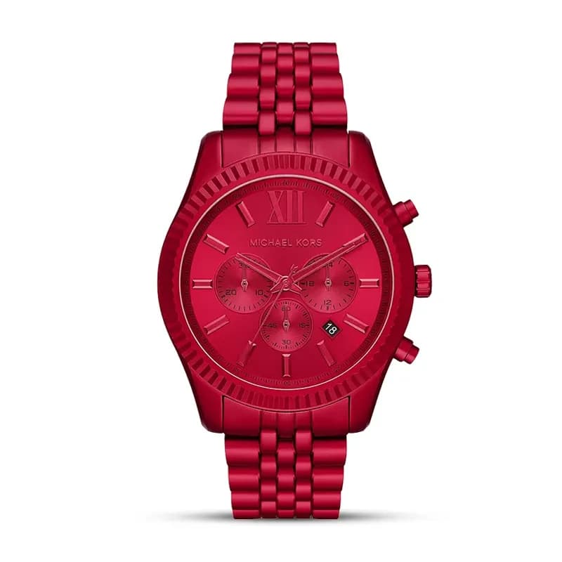 Michael Kors Lexington Chronograph Red Aluminium Watch | MK8814