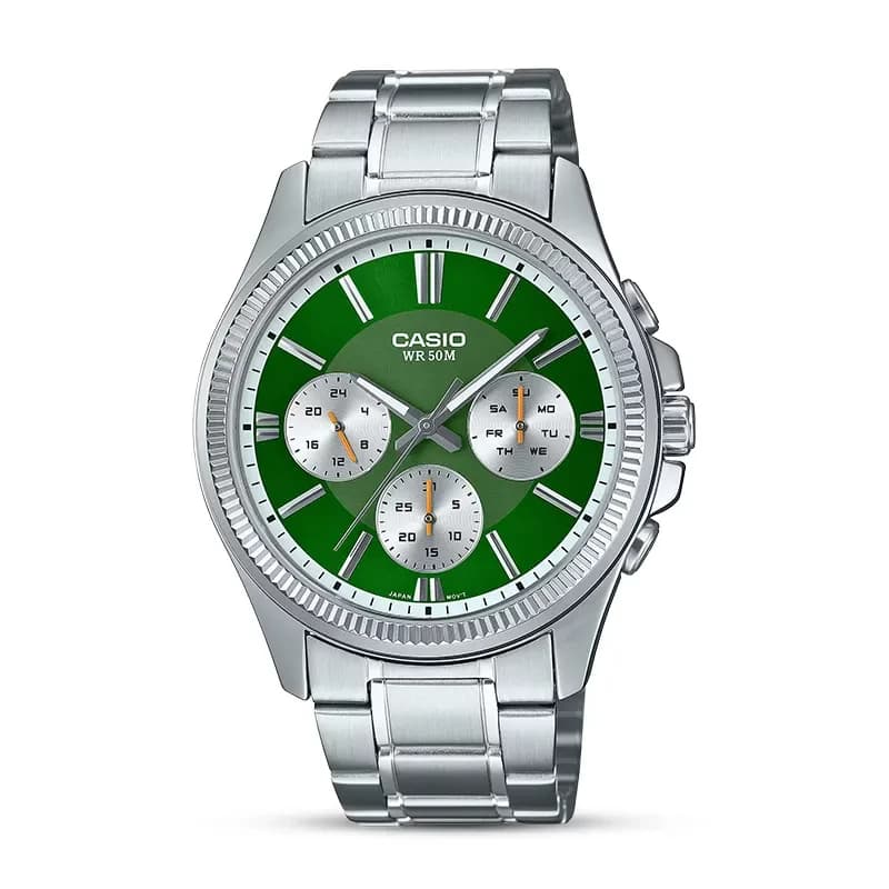 Casio Enticer Green Dial Men's Watch | MTP-1375D-3AV