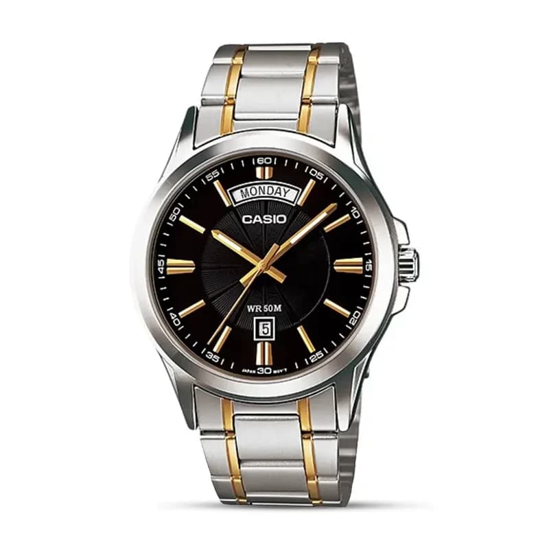 Casio Enticer MTP-1381G-1AVDF Date Day Black Dial Men's Watch