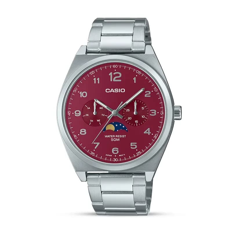 Casio MTP-M300D-4AV Moon Phase Maroon Dial Men's Watch