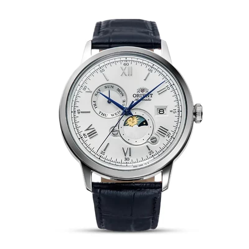 Orient Bambino Sun & Moon White Dial Automatic Men's Watch | RA-AK0802S