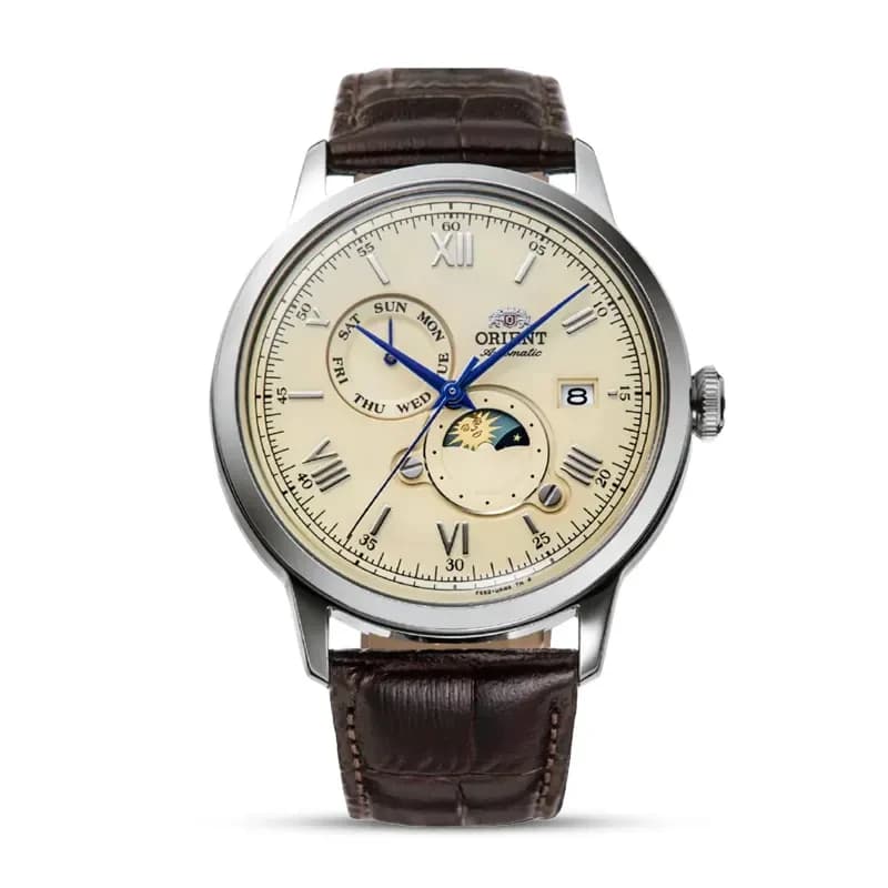 Orient Bambino Sun & Moon Ivory Dial Automatic Men's Watch | RA-AK0803Y