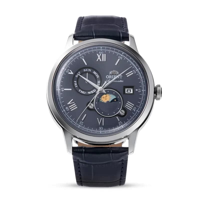 Orient Bambino Sun & Moon Navy Blue Dial Men's Watch | RA-AK0806L