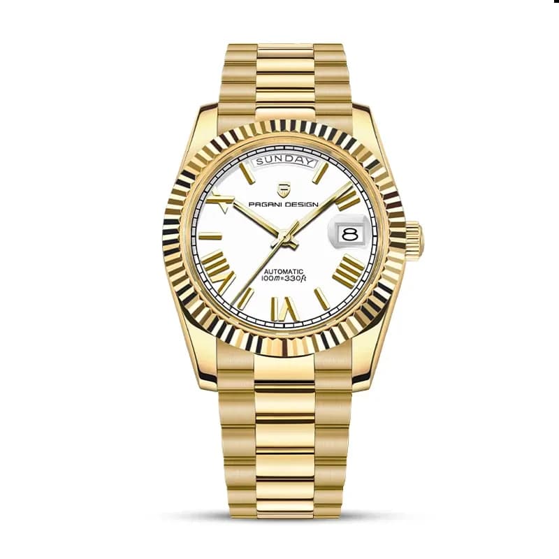 Pagani Design PD-1752 Day-Date White Dial Gold-tone Men's Watch