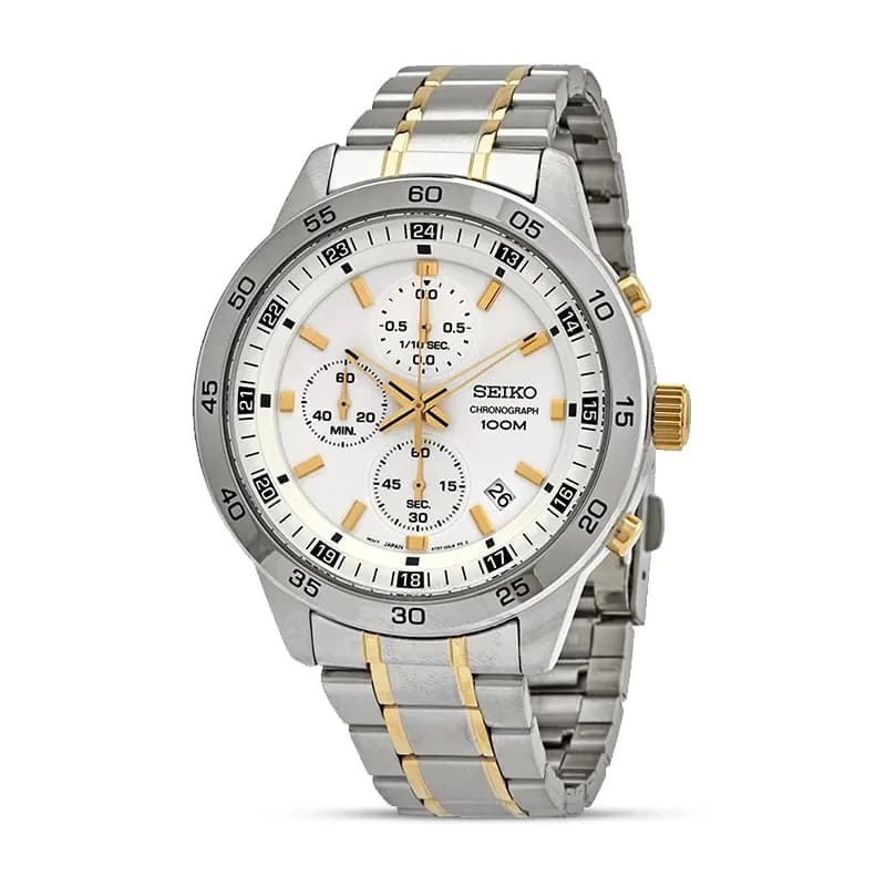 Seiko Classic Chronograph White Dial Two-tone Men’s Watch | SKS643P1