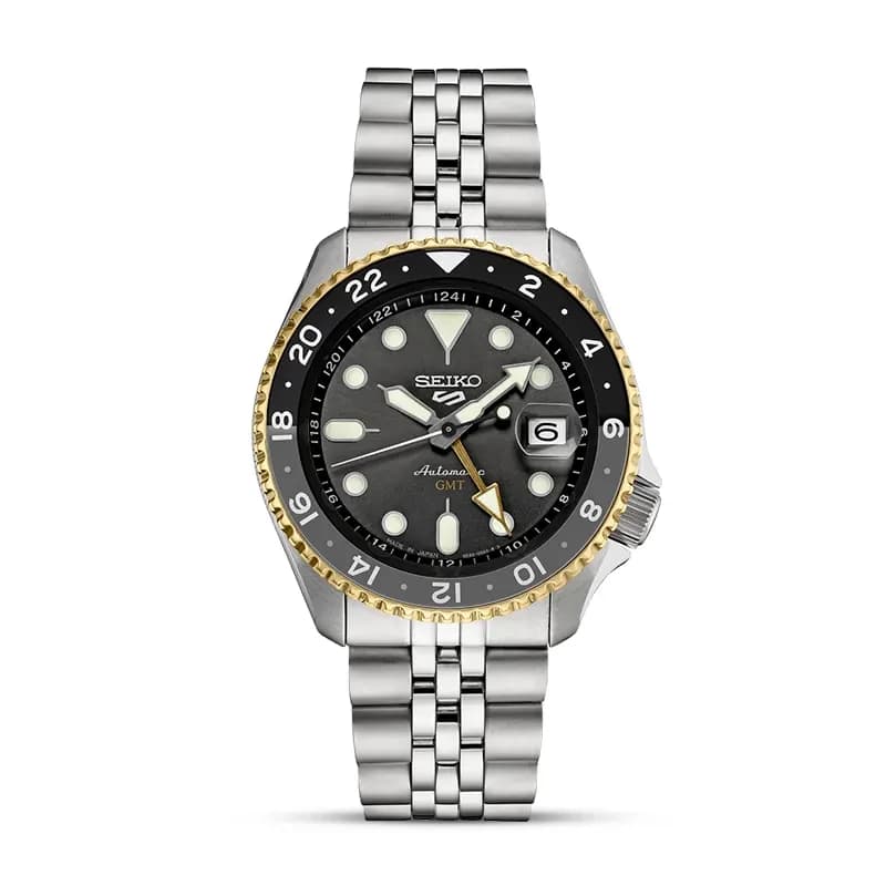 Seiko 5 Sports GMT Two-tone Gold Bezel Men’s Watch | SSK021J1