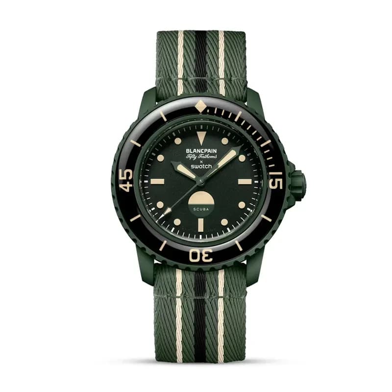 Blancpain X Swatch Fifty Fathoms Green Abyss Automatic Men's Watch | S035G100