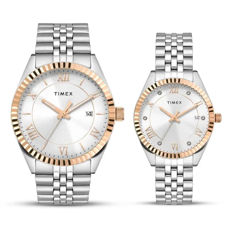 Timex Trendline Silver Dial Couple Watch | TW00PR343