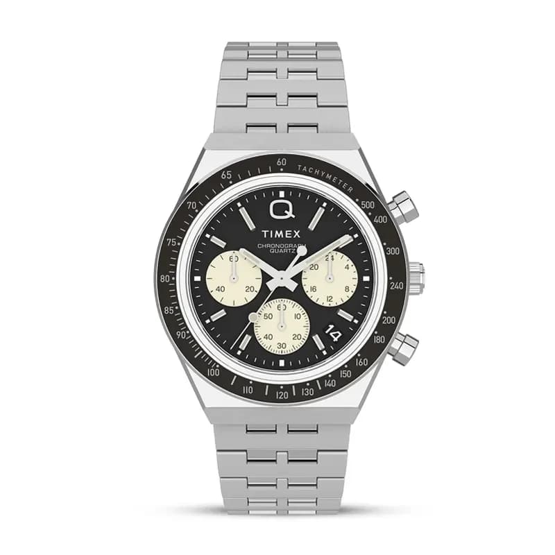 Q Timex Chronograph 40mm Reverse Panda Dial Men's Watch | TW2V42600