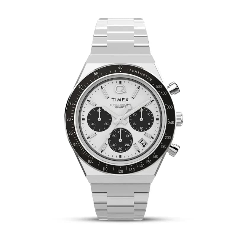 Q Timex Chronograph 40mm White Panda Dial Men's Watch | TW2W53300