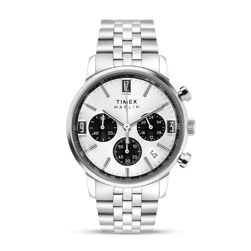 Timex Marlin® Chronograph Tachymeter Silver Dial Men's Watch | TWEG26704
