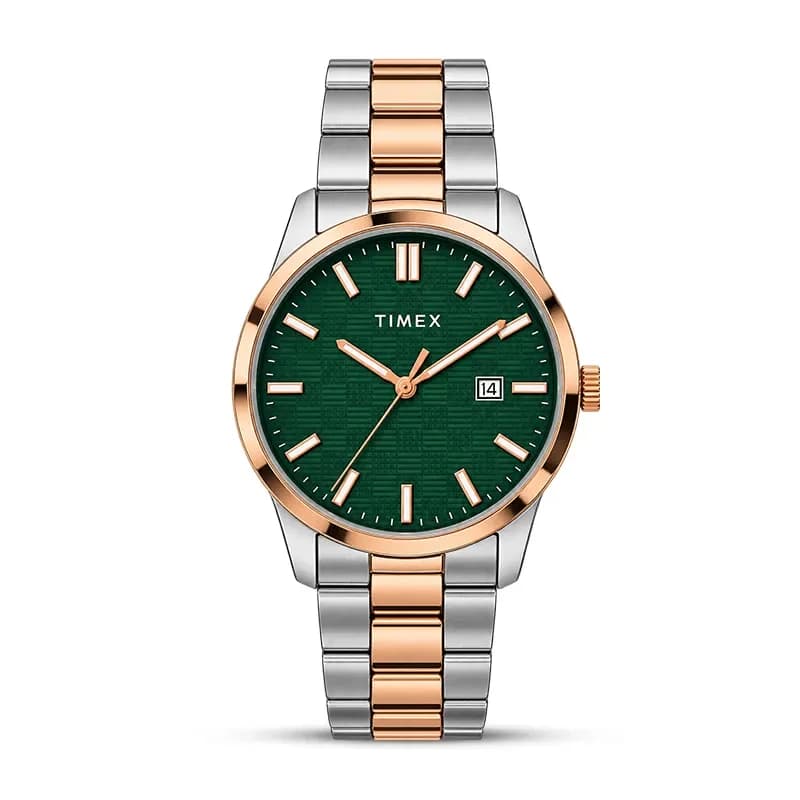 Timex Green Dial Two-Tone Men's Watch | TWEG358SMU03T