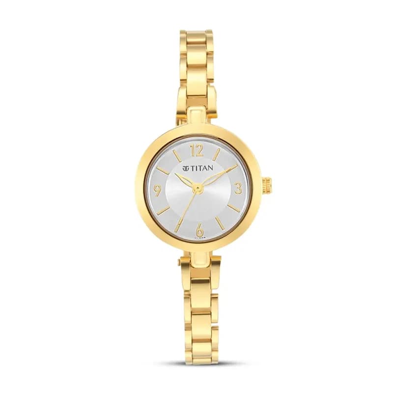 Titan Lagan Silver Dial Gold-Tone Ladies Watch | 2598YM04