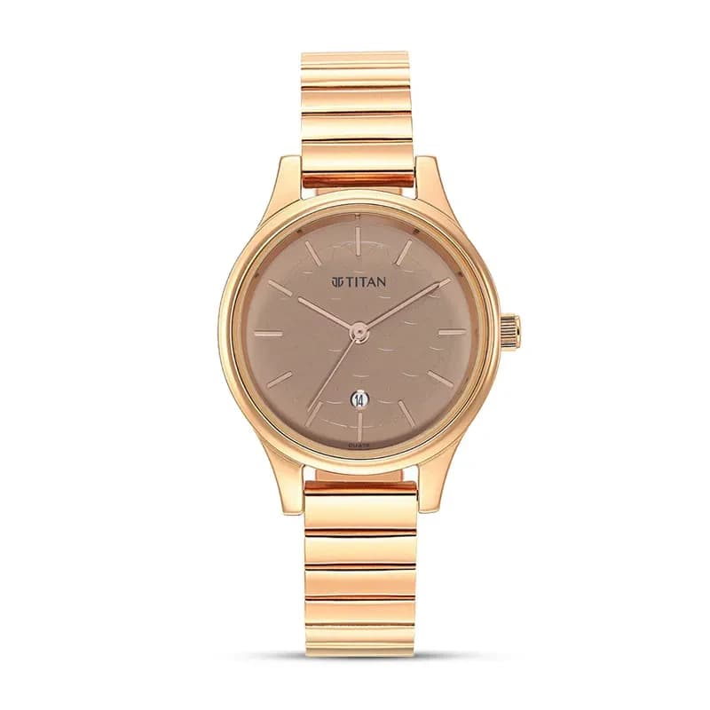 Titan Karishma Brown Dial Rose Gold-Tone Ladies Watch | 2679WM01