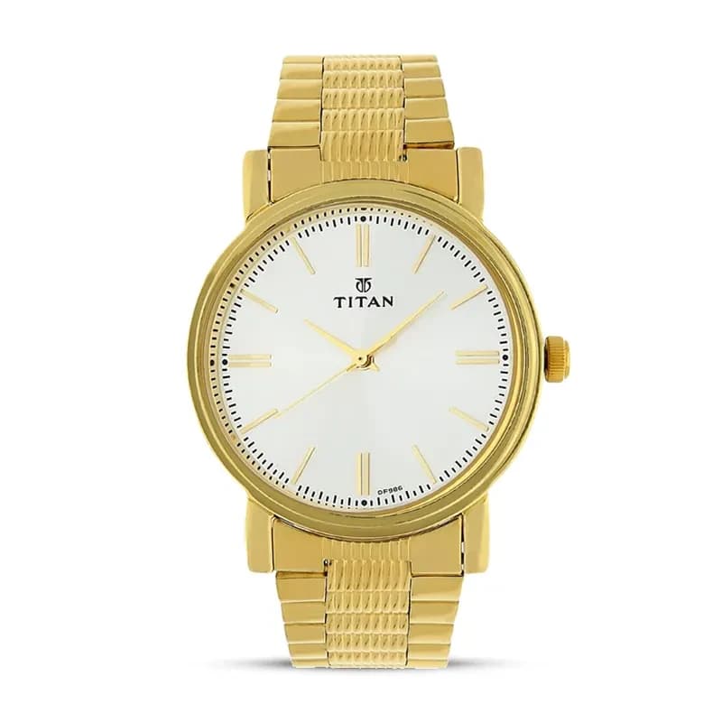 Titan 1712YM01 White Dial Gold-Tone Men’s Watch