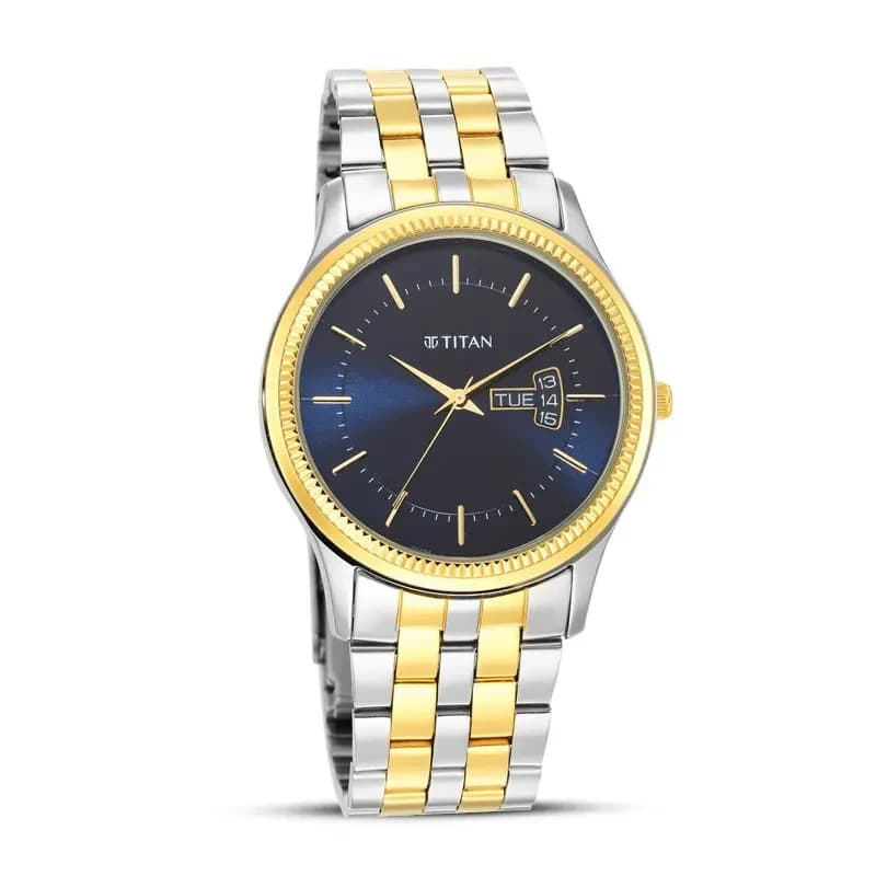 Titan Trendsetter Chic Blue Dial Two-Tone Men's Watch | 1824BM03