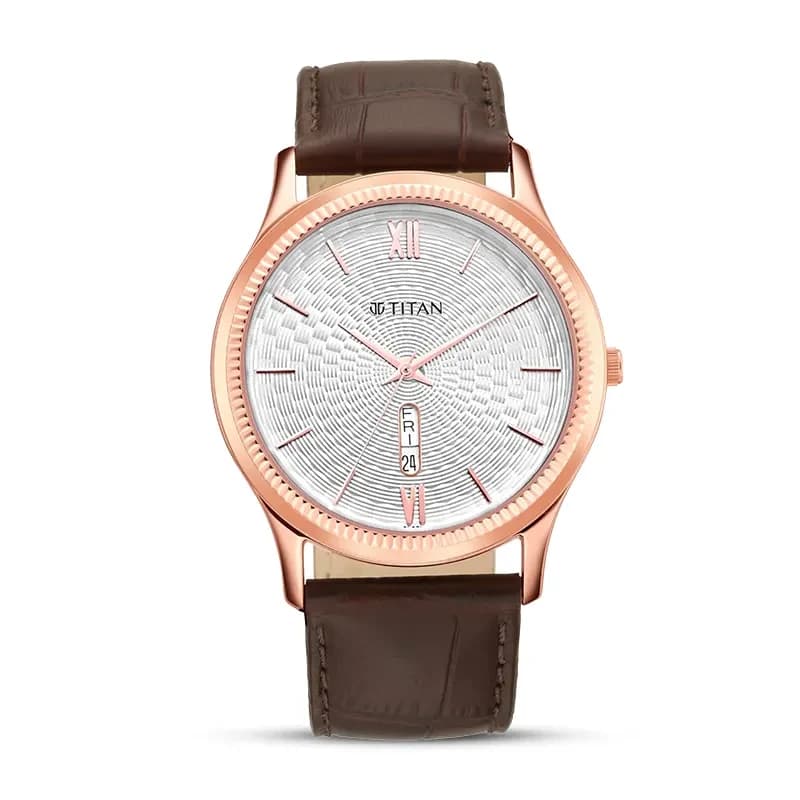 Titan Karishma Day-Date White Dial Men's Watch | 1824WL02