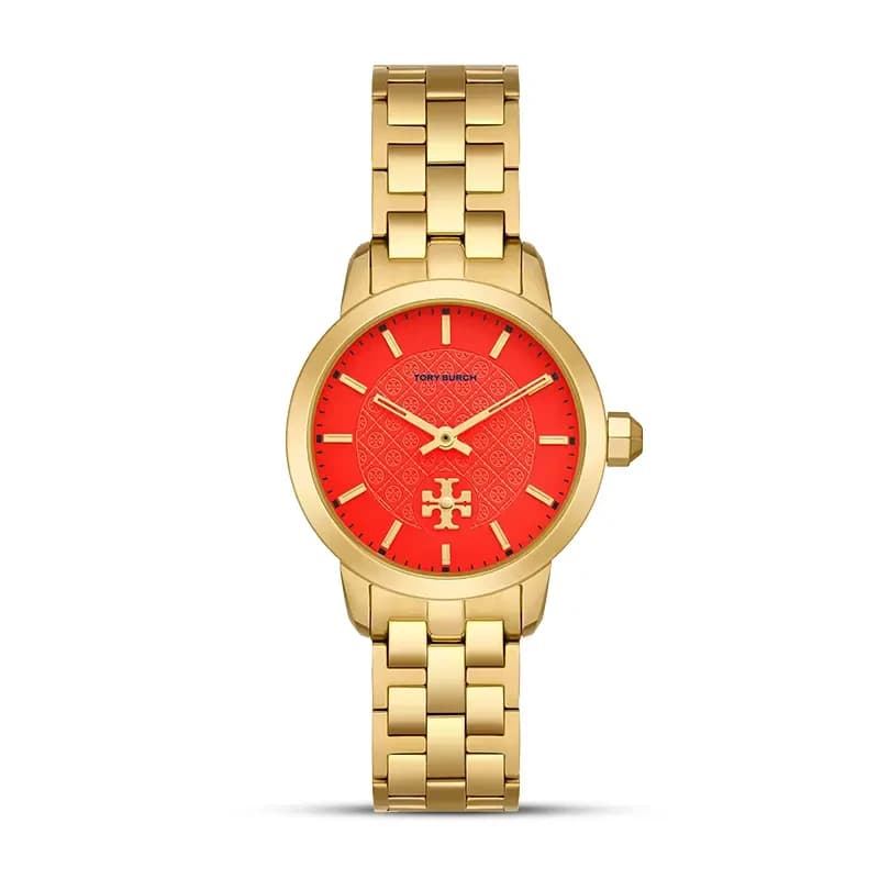 Tory Burch The Tory Orange Pattern Dial Gold-Tone Ladies Watch | TBW1056