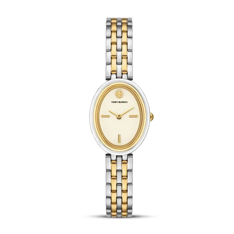 Tory Burch The Oval Ivory Dial Two-Tone Ladies Watch | TBW6033