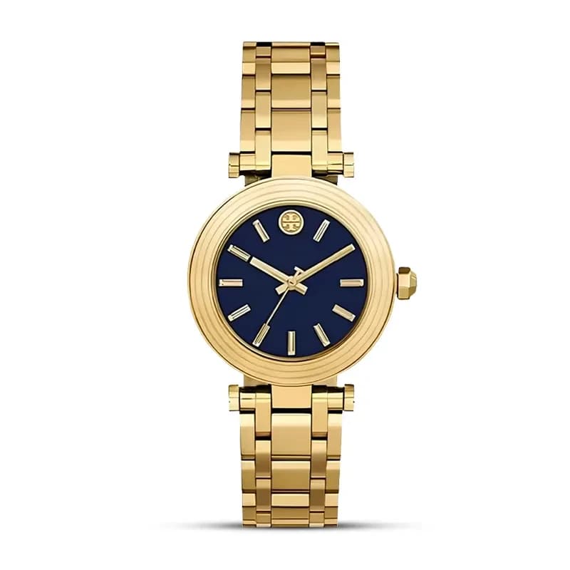 Tory Burch Classic T Blue Dial Gold-Tone Ladies Watch | TBW9010