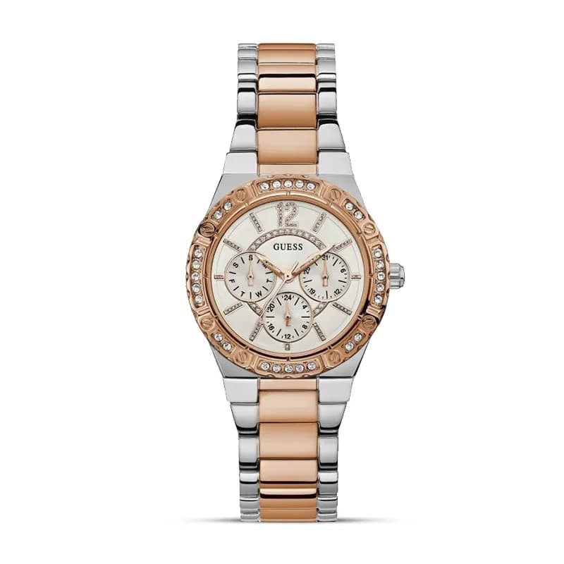 Guess Envy White Dial Dual-tone Ladies Watch | W0845L6