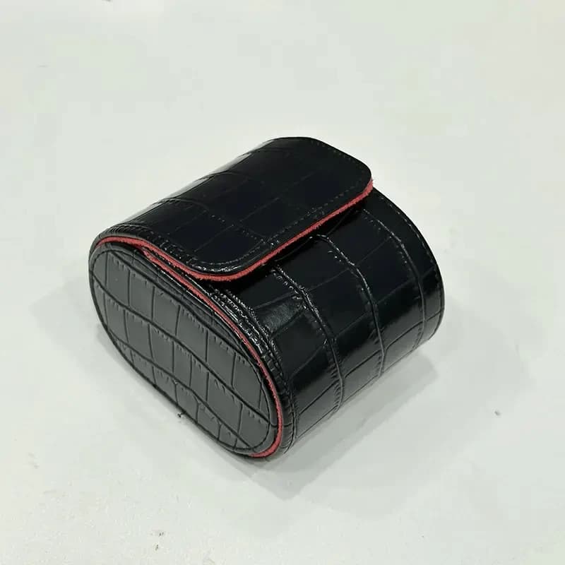 1 Slot Premium High Quality Black Leather Travel Watch Box