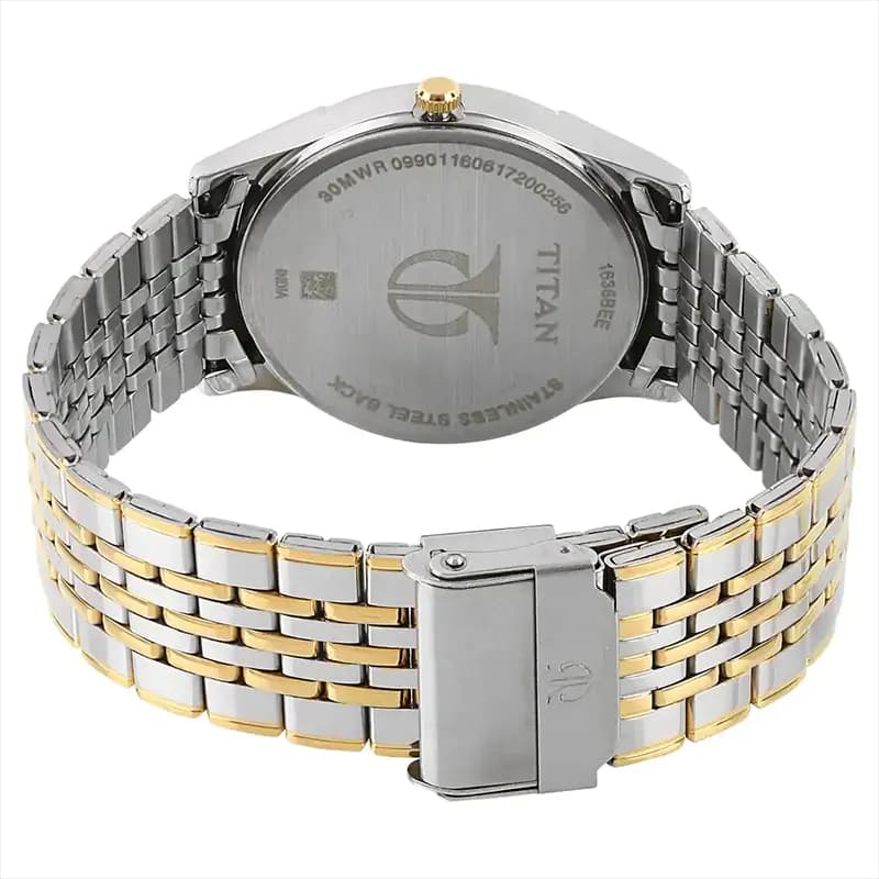 Titan 1636BM01 Off White Dial Two Tone Men's Watch