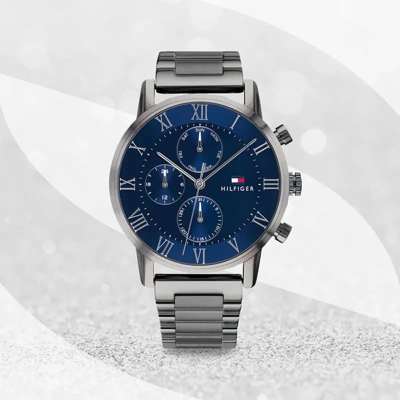 Tommy Hilfiger Kane Blue Dial Gunmetal Men's Watch | 1791456