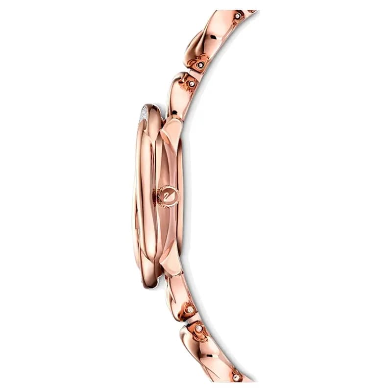 Swarovski Crystal Flower Red Dial Rose Gold-Tone Ladies Watch | 5552783