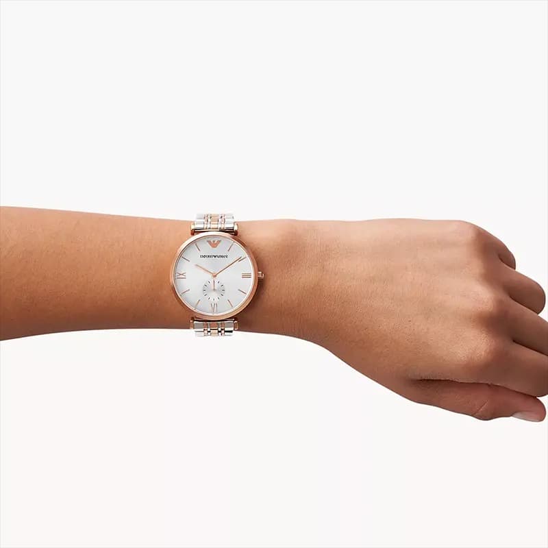 Emporio Armani Classic Silver Dial Two-Tone Men's Watch | AR1677