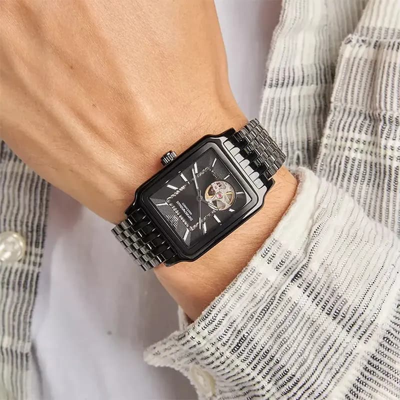 Emporio Armani Meccanico Open Heart Black Dial Men's Watch | AR60058