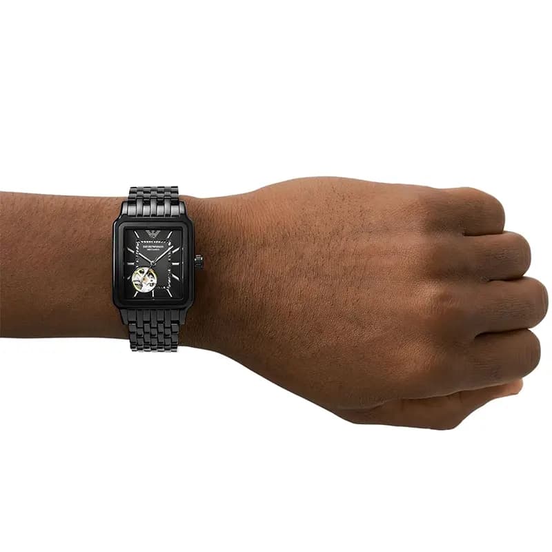Emporio Armani Meccanico Open Heart Black Dial Men's Watch | AR60058