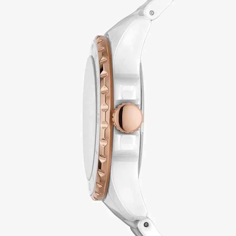 Fossil FB-01 Ceramic White Dial Ladies Watch | CE1107