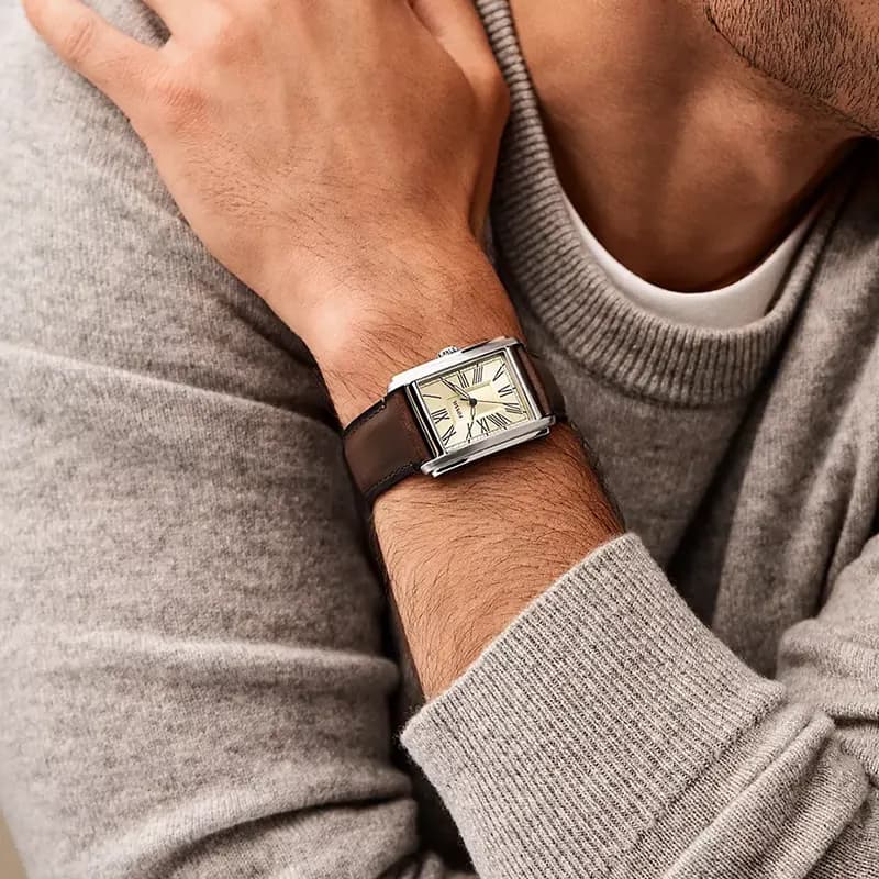 Fossil Carraway Cream Dial Brown Leather Men's Watch | FS6012
