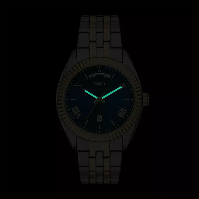 Fossil Campbell Day-Date Blue Dial Two-Tone Men's Watch | FS6141