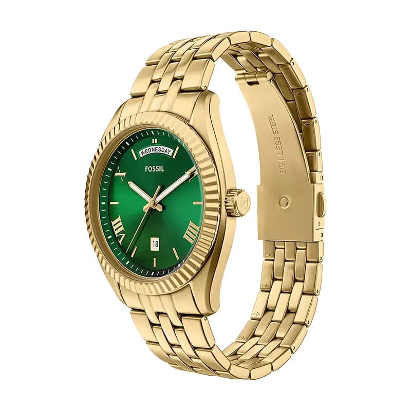 Fossil Campbell Green Dial Gold-Tone Men's Watch | FS6142