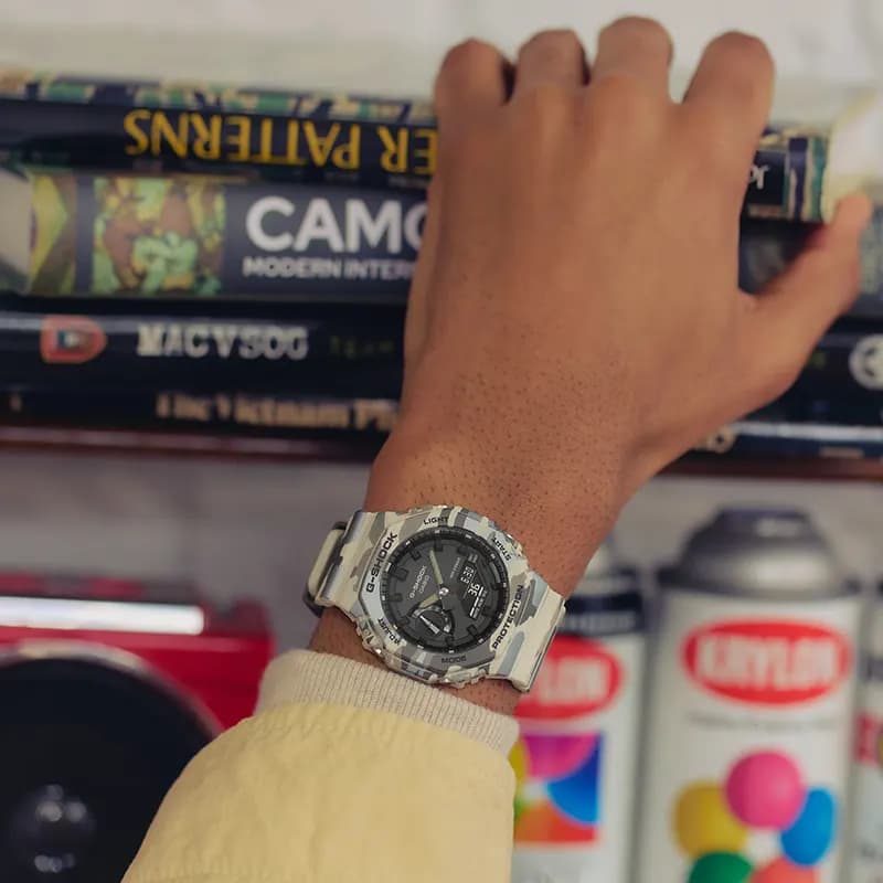 Casio G-Shock Beige Metallic Camouflage Dual Time Men's Watch | GA-2100CM-5A